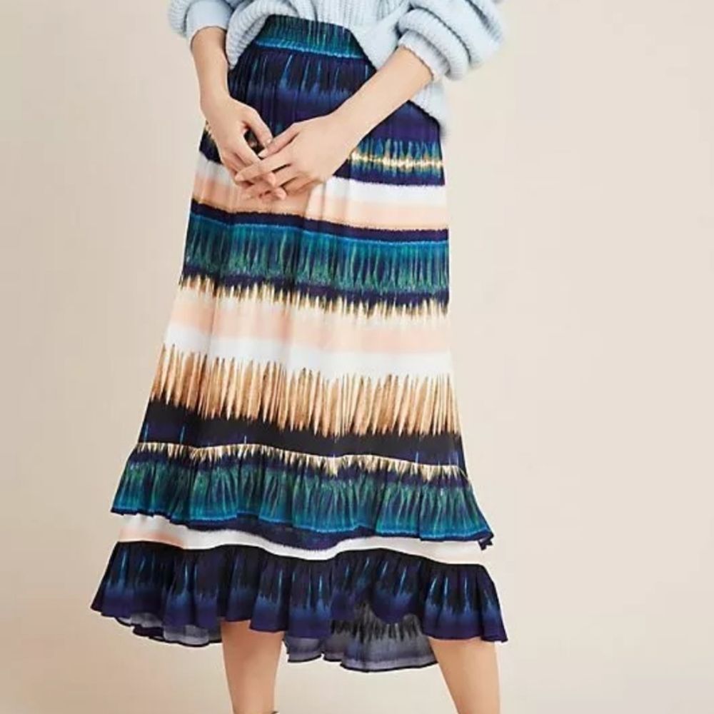 Daniel Rainn Anthropologie Patrizia Ruffled Maxi Skirt, Size XS